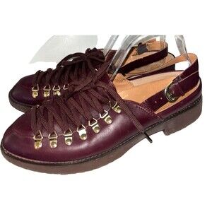 FitFlop Women’s Lace-Up Slingback Closed Toe Sandal Size 10 Burgundy Leather